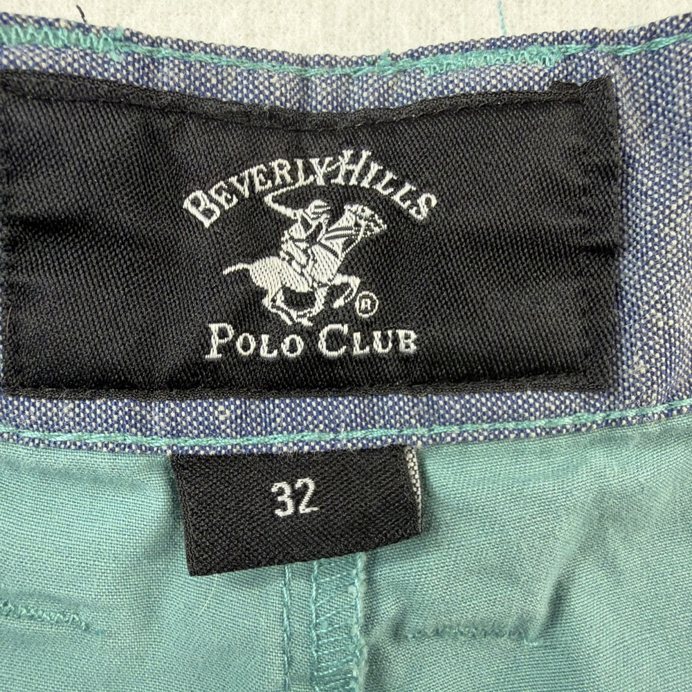 Beverly Hills Polo Club Mens Shorts 32 Blue Golf Print Chino Flat Front 9 In - Picture 3 of 10